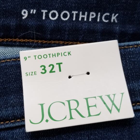 J, Crew Tall 9" Toothpick Jeans Mid Rise Size T32 Point Lake Wash NWT $128 J1887 - Picture 5 of 8